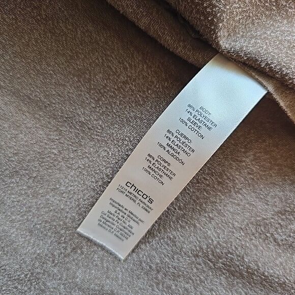 Chico’s Duster Jacket Size 4 Open Front Faux Suede Brown Open Blazer XXL 20/22 - Picture 5 of 8
